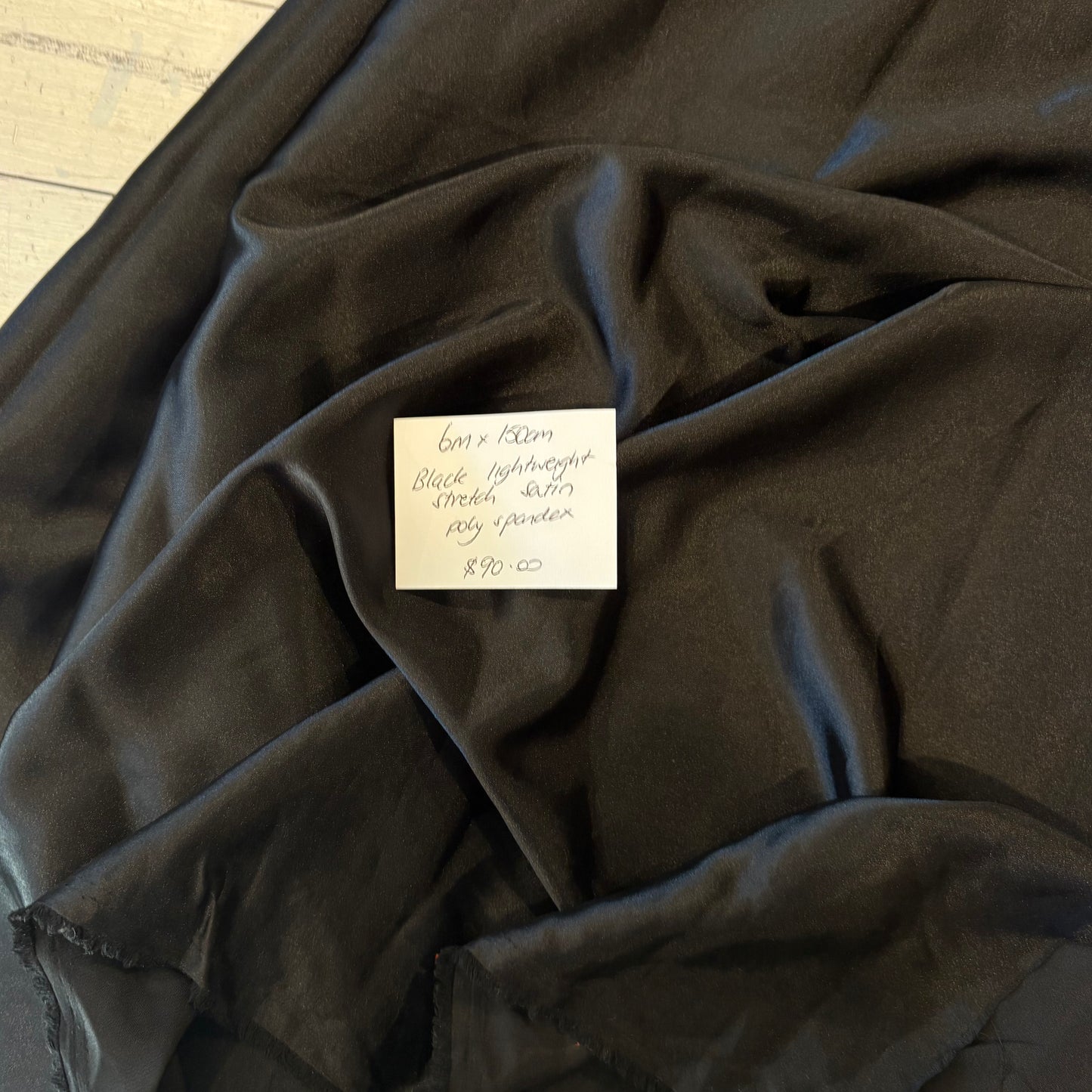 6m Black Lightweight Stretch Satin