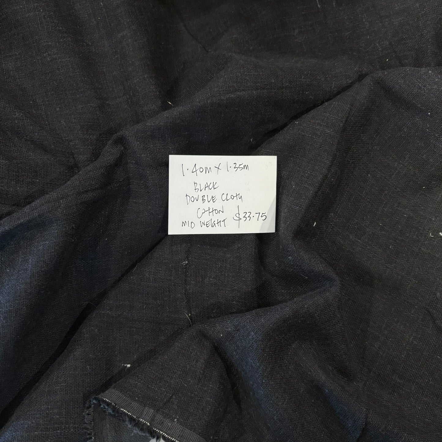 1.4m Black Double Cloth Cotton