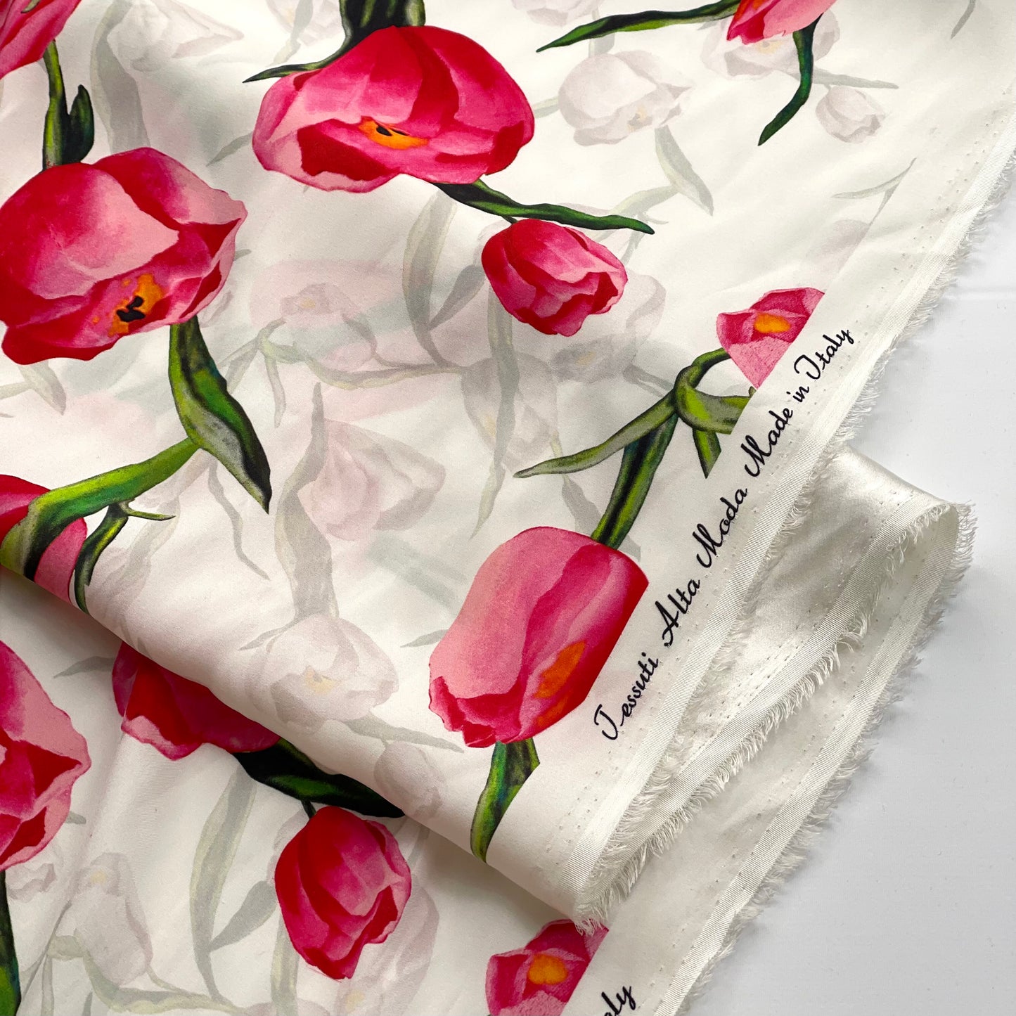 Tulips Tessuti Alta Moda Stretch Silk Charmeuse