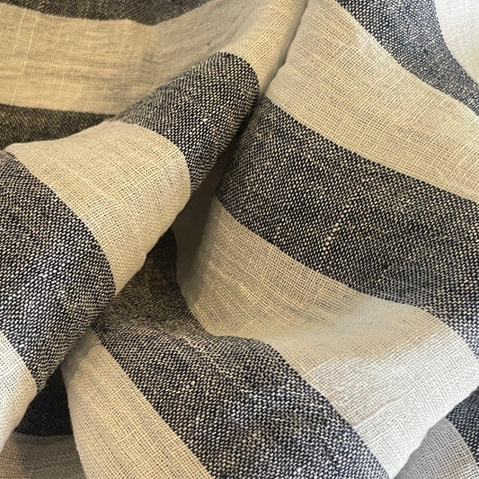 Denim stripe crinkle lightweight linen