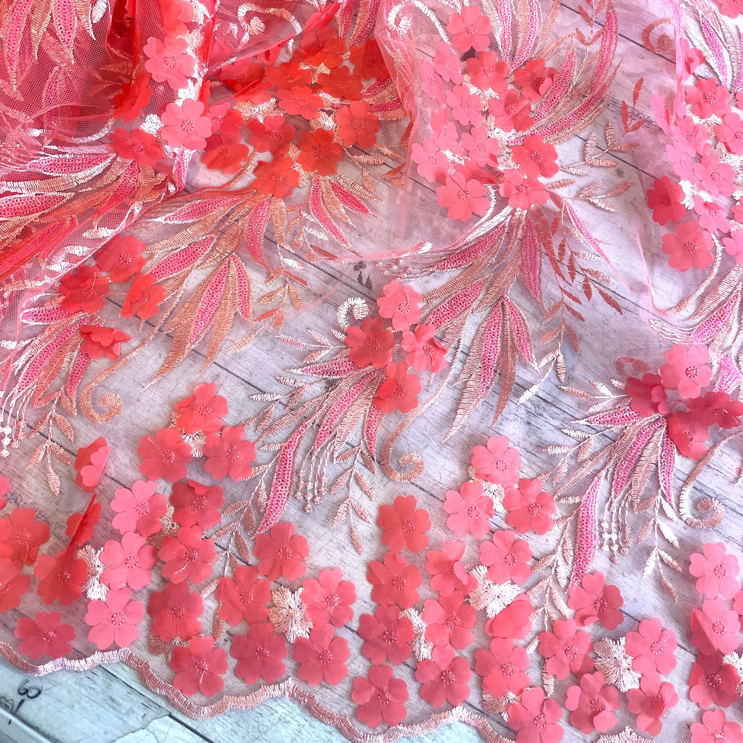 Mysteries at sunset embroidered 3D tulle