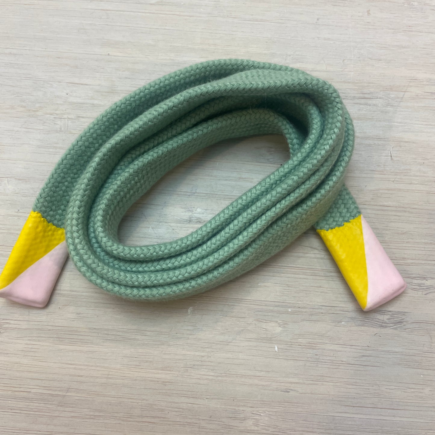 sage flat cord tie ends