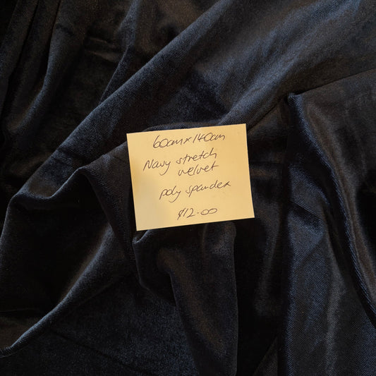 60cm Navy Stretch Velvet