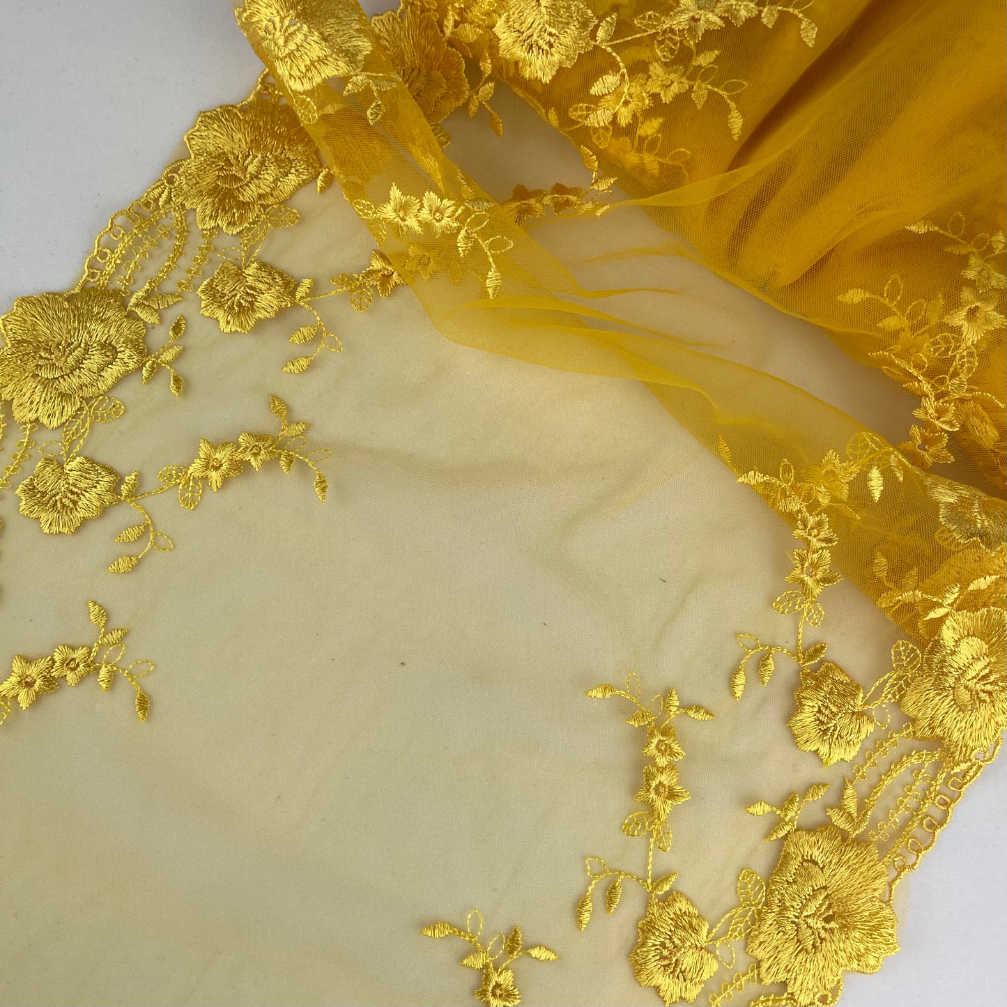 Yellow Moon Flower  Embroidered Lace