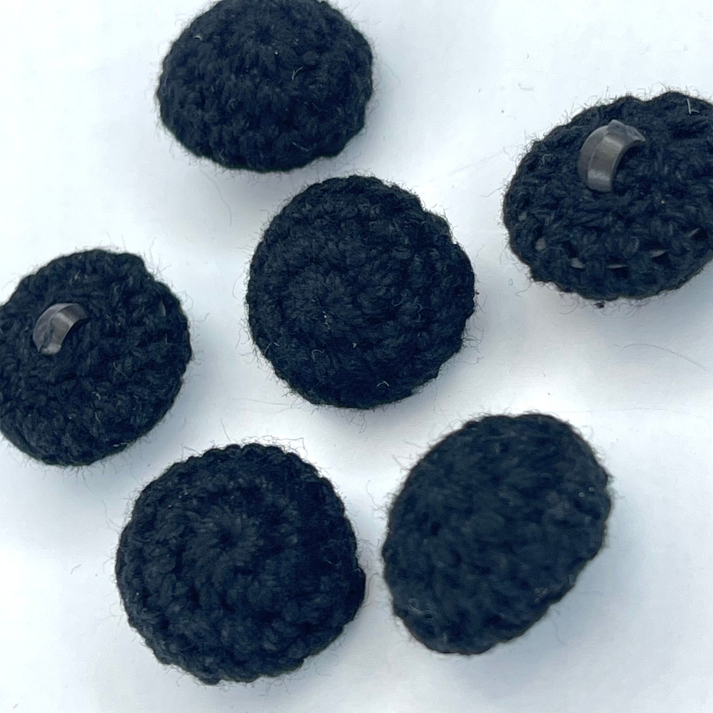 20mm Black Cotton Crochet Cover Button