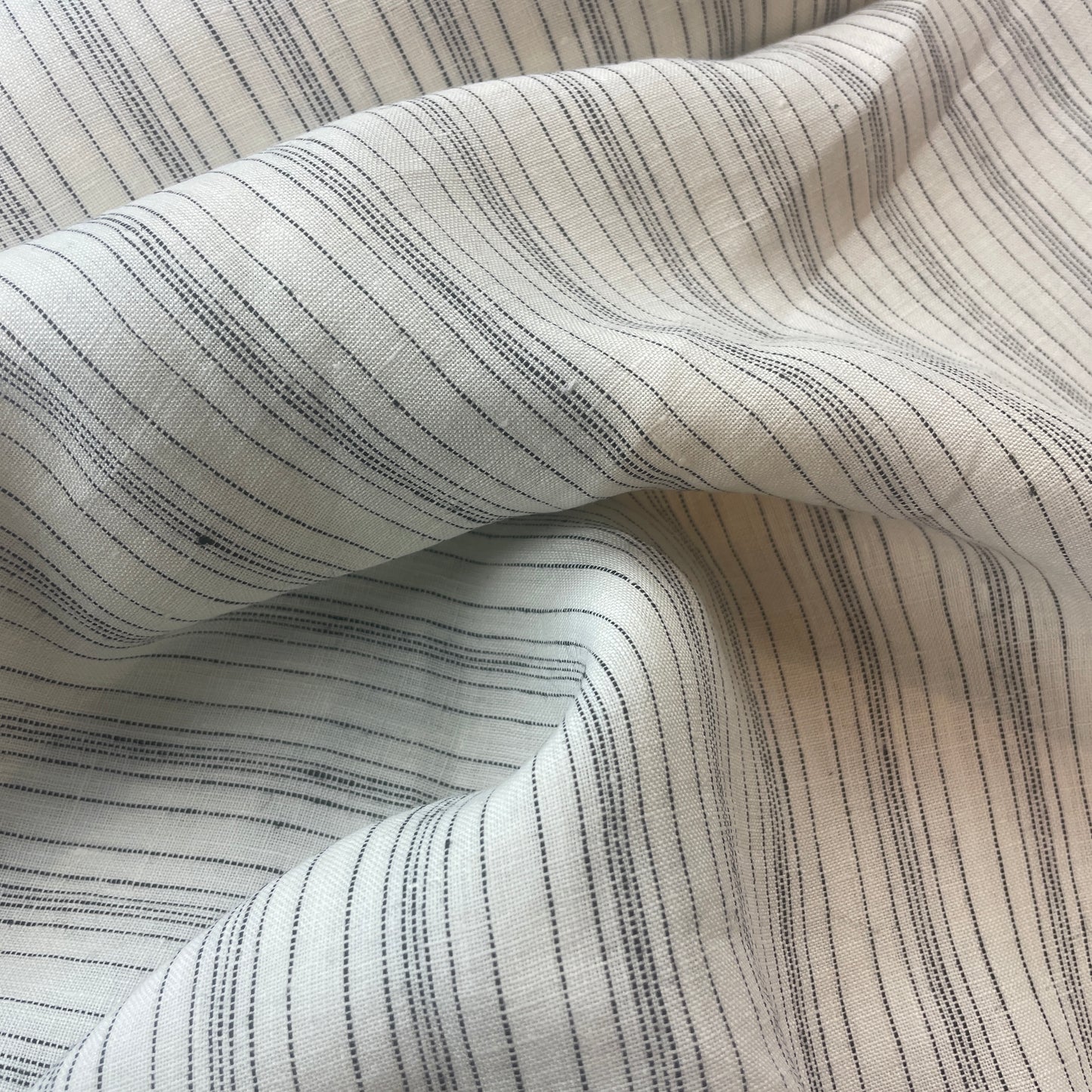 Yarn dyed pin stripe Belgian linen