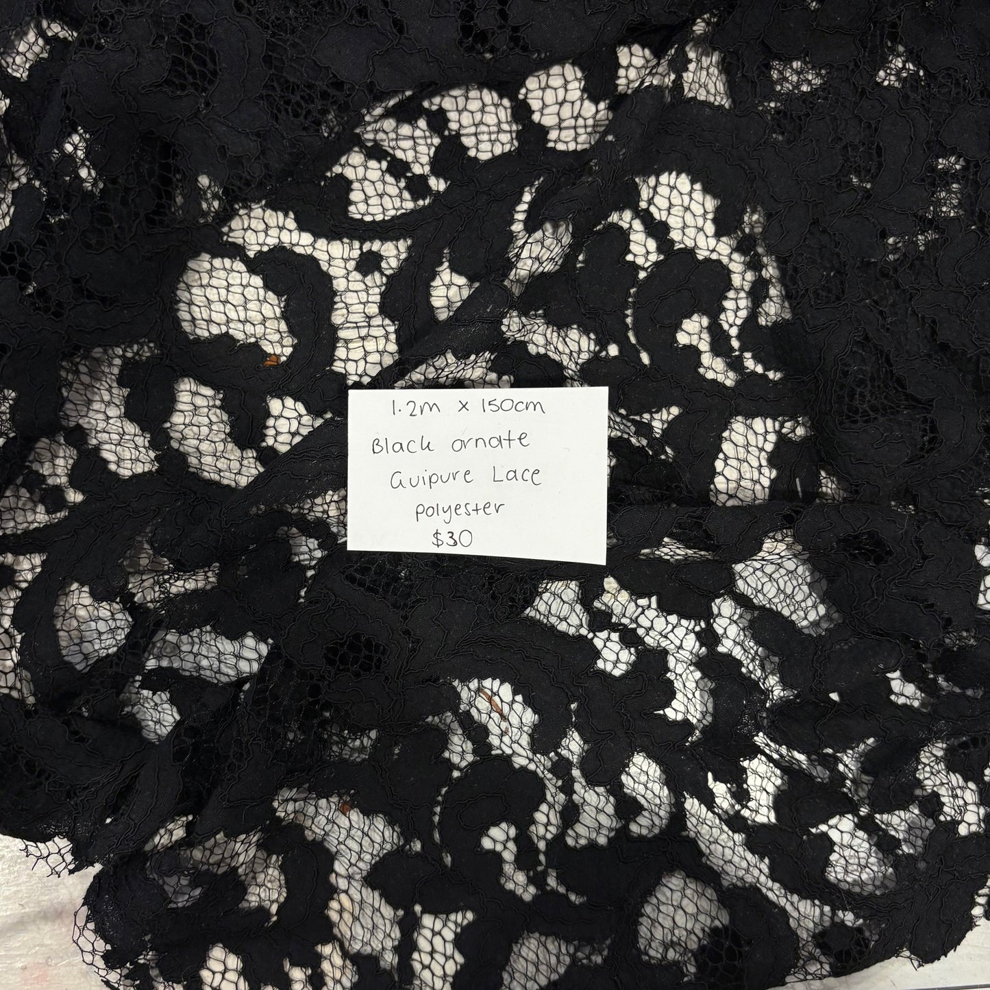 1.2m Black Ornate Guipure Lace