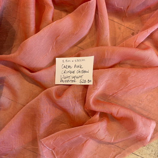 1.8m Coral Pink Crinkle Chiffon