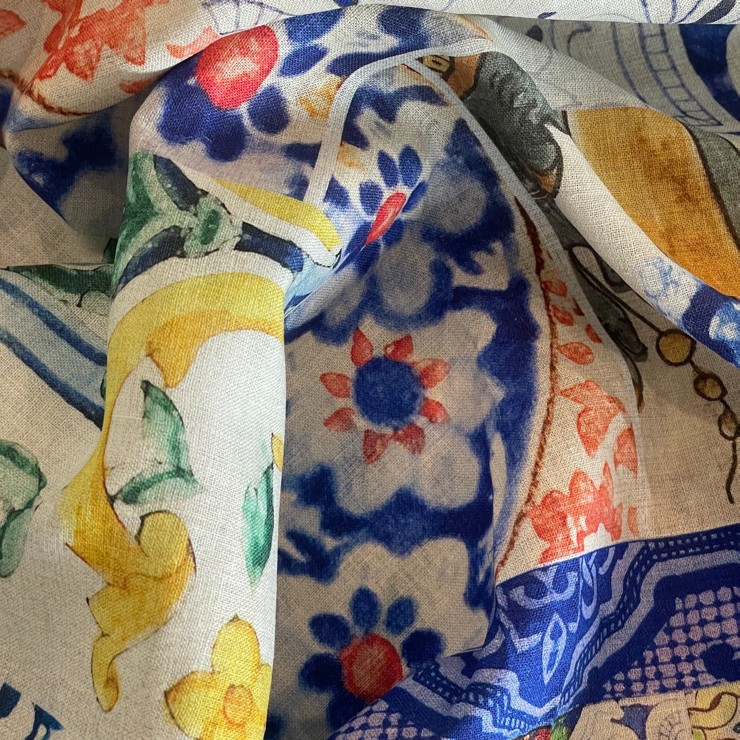 Trento Azure linen viscose