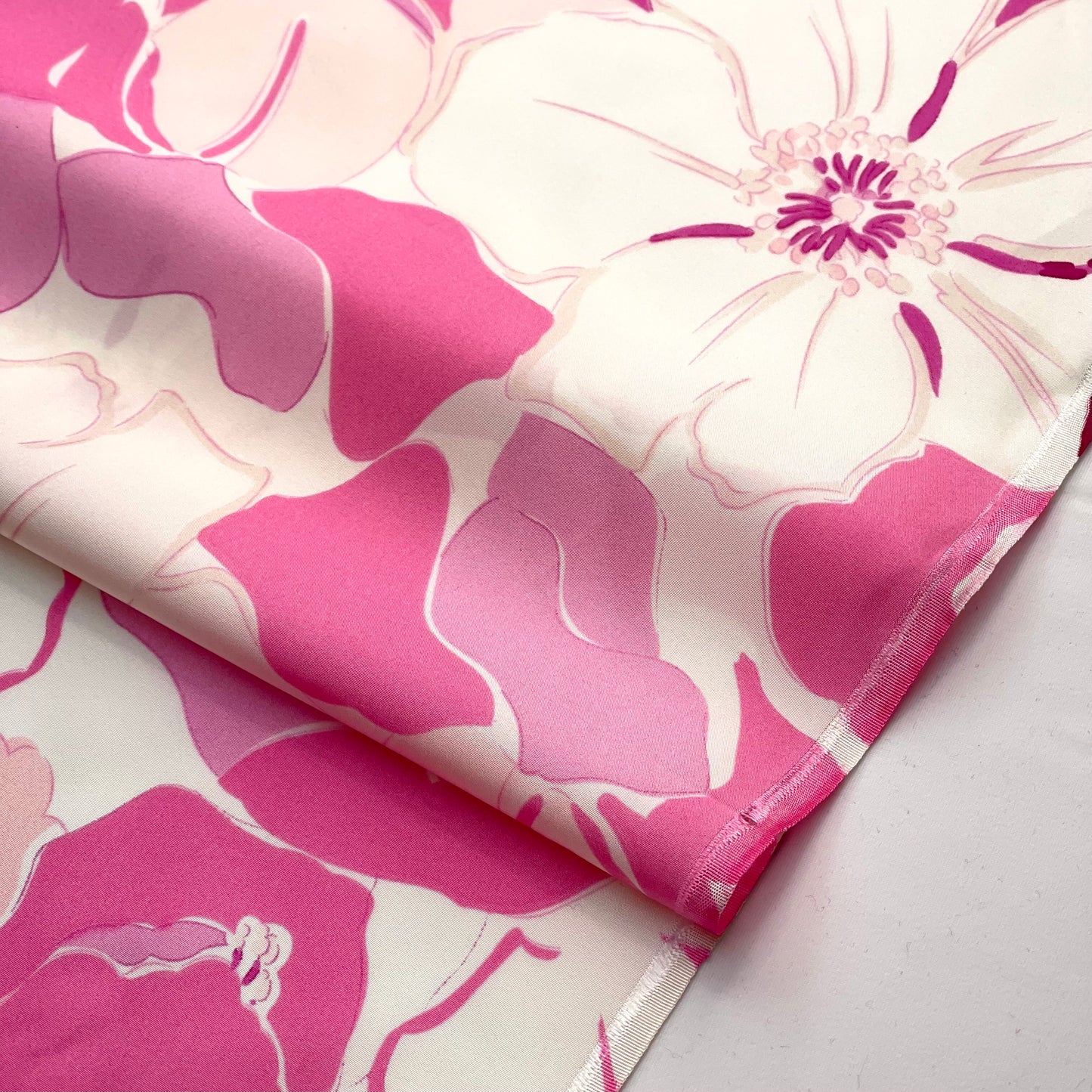 Bubblegum Poppies Silk Crepe de Chine