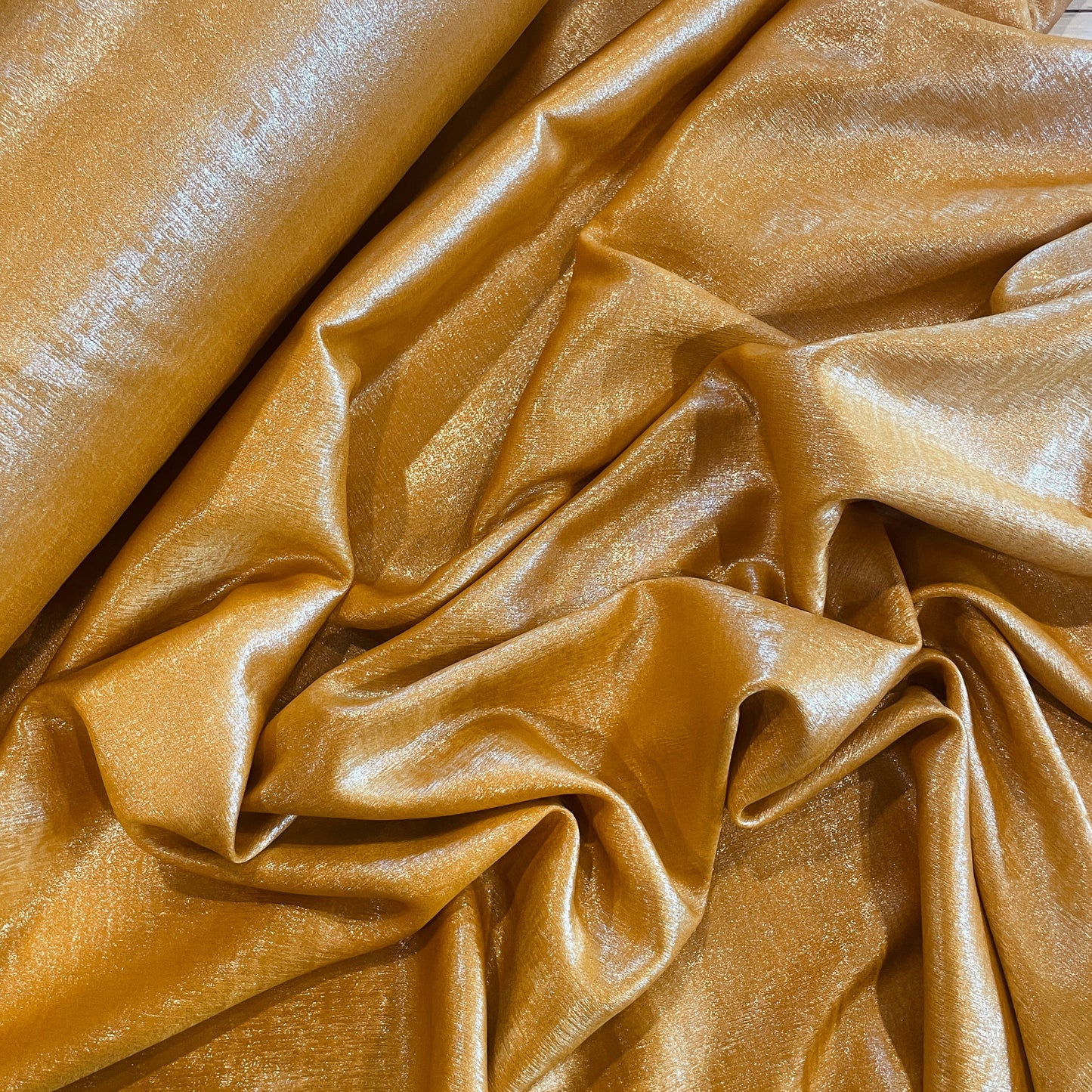 Marigold metallic foil satin