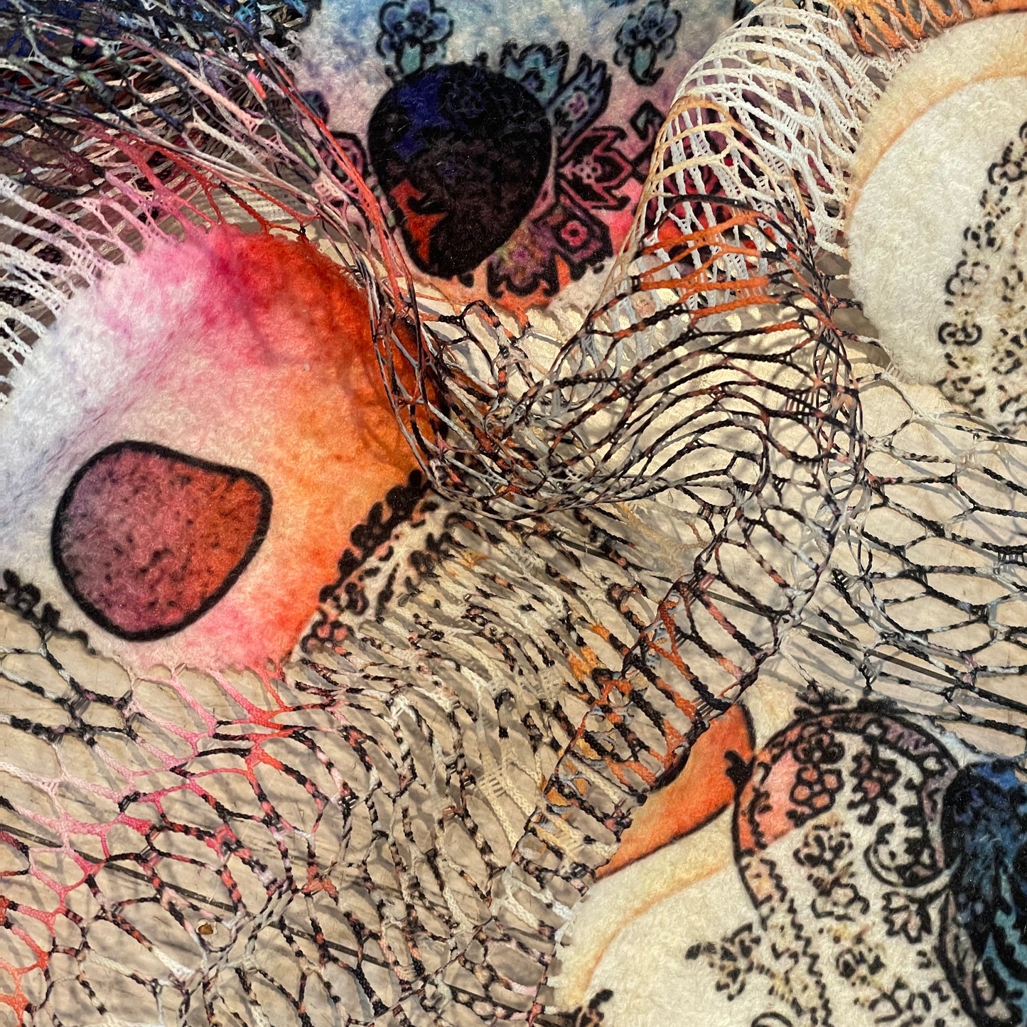 Rainbow boho printed mesh lace