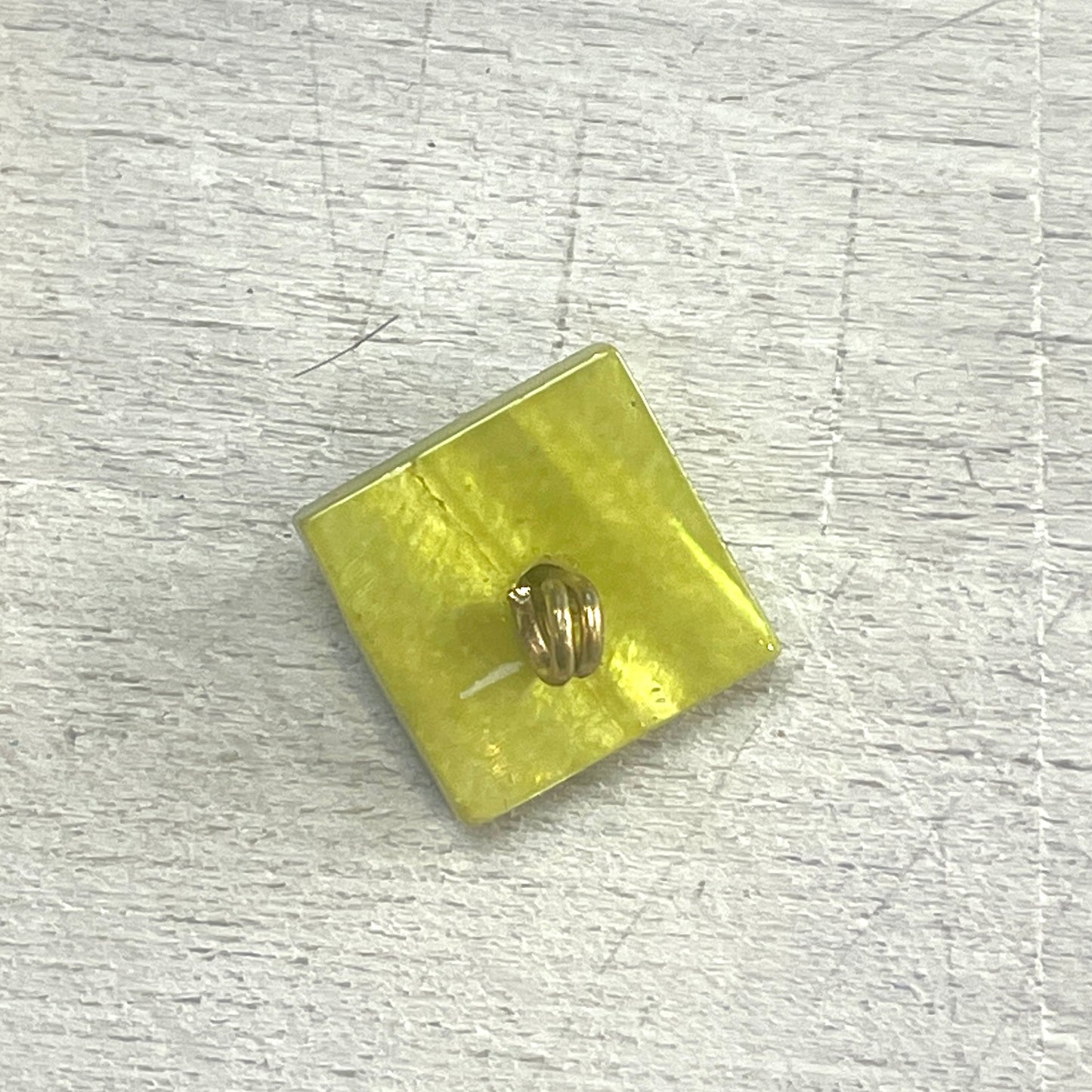 12mm Chartreuse glass square shank button