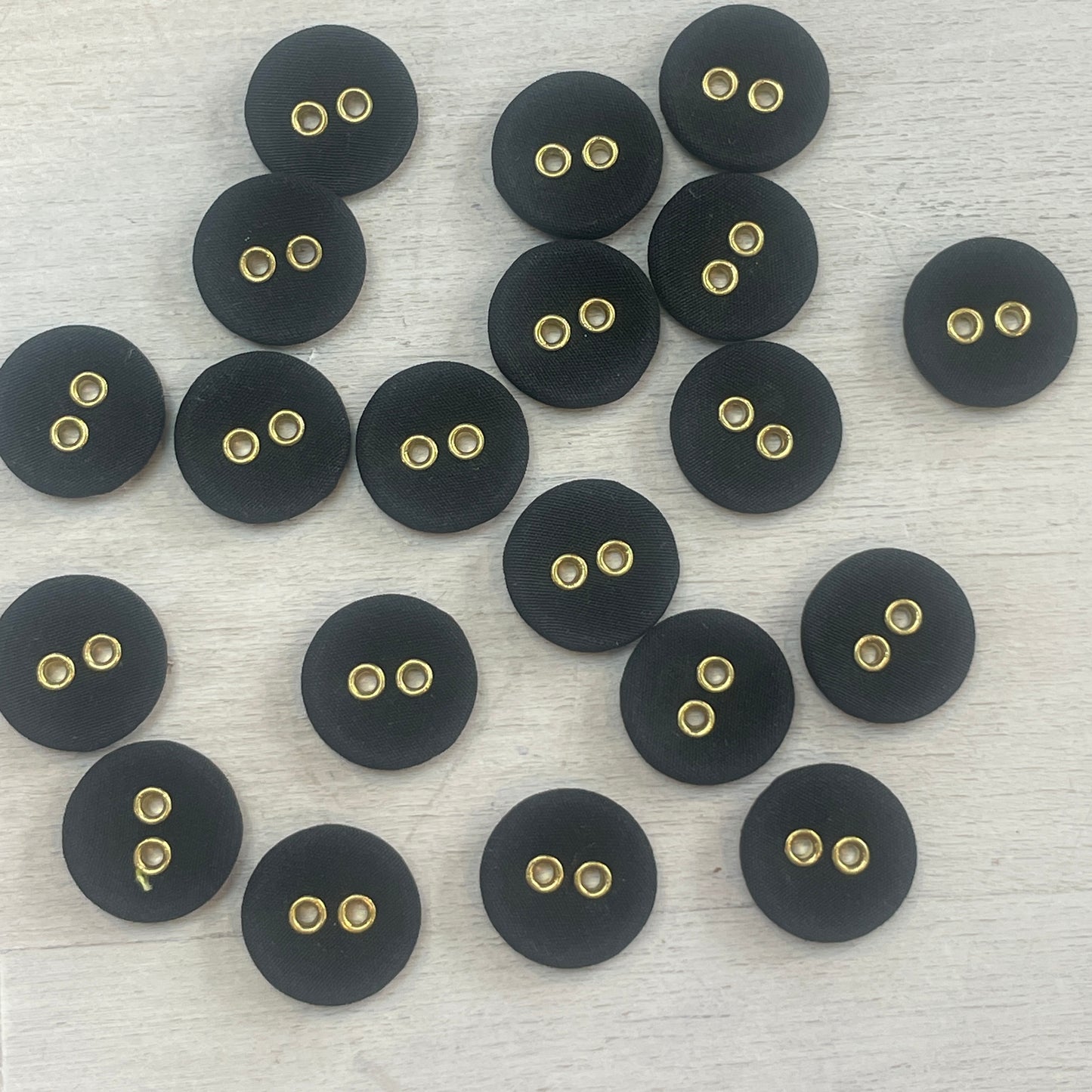 15mm black silk crepe de chine covered buttons