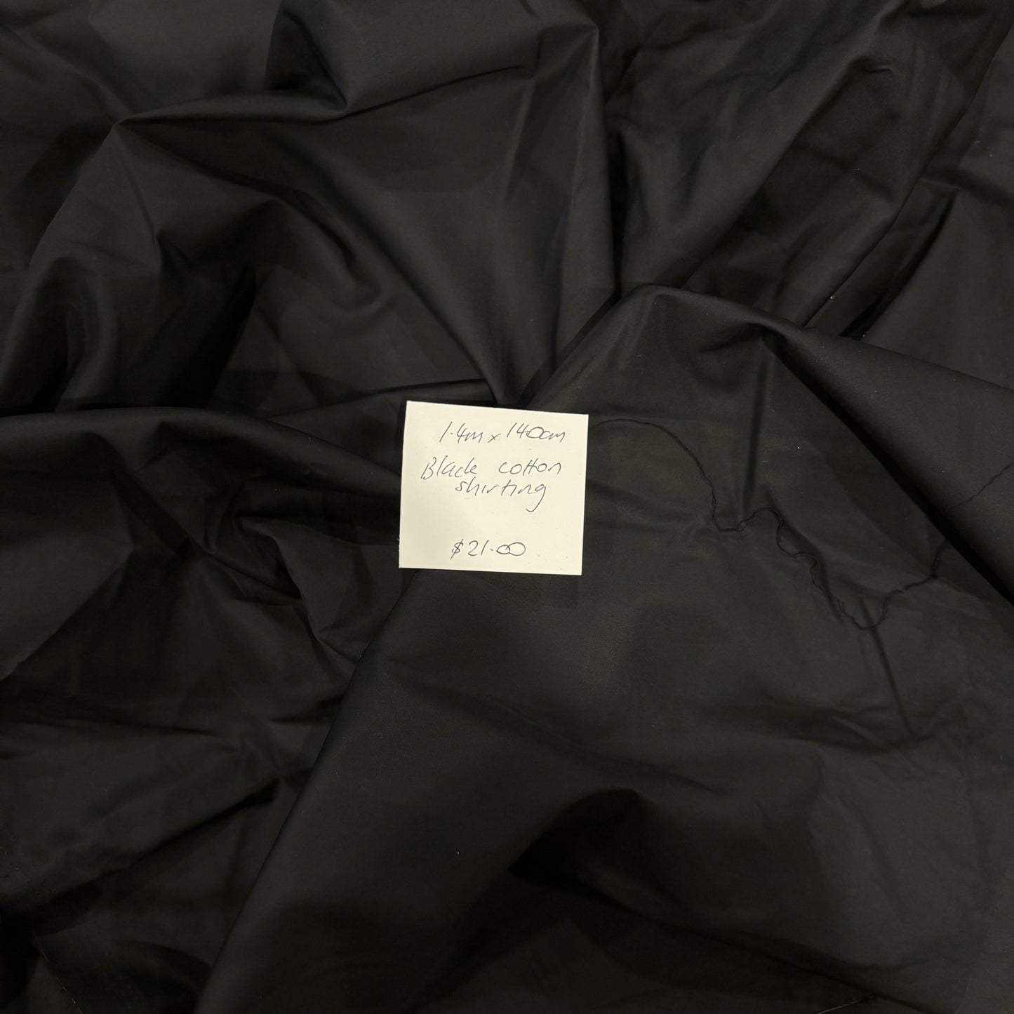 1.4m Black Cotton Shirting