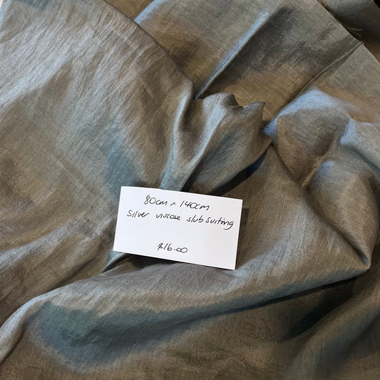 80cm Silver Viscose Slub Suiting
