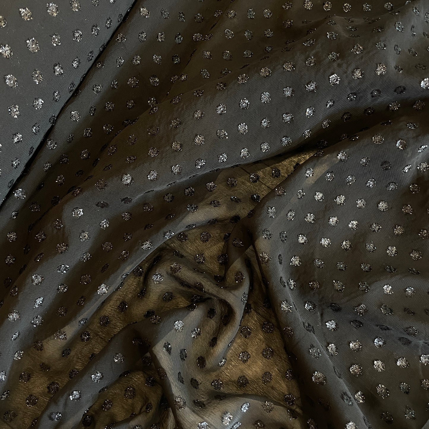 Black lurex spot georgette