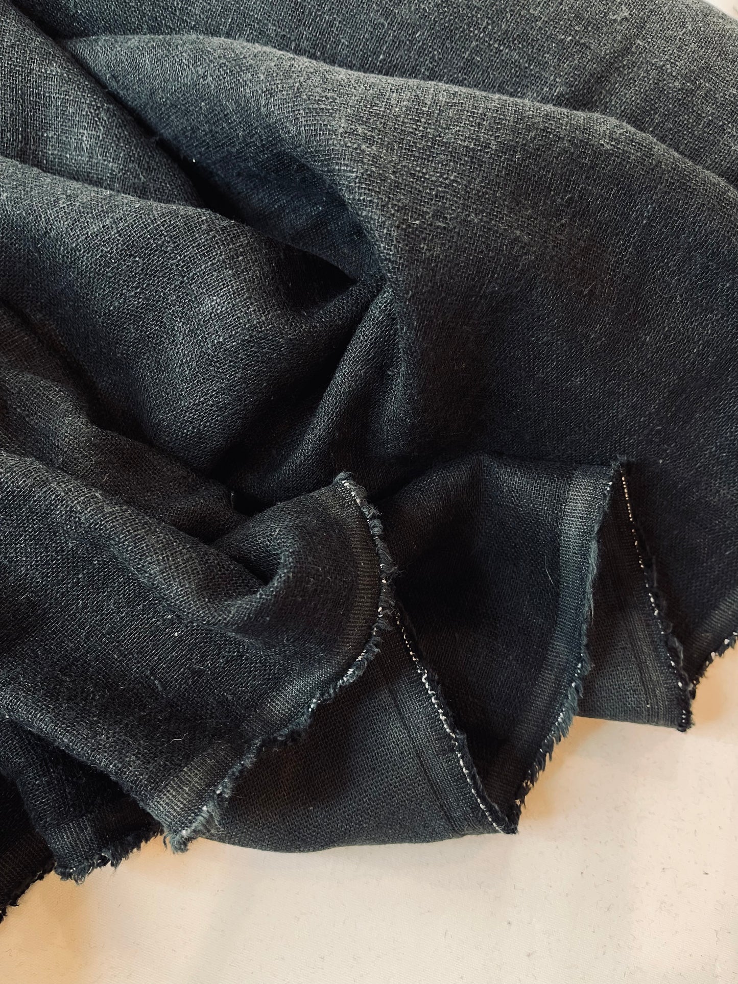 Charcoal Black Linen Cotton Double Cloth