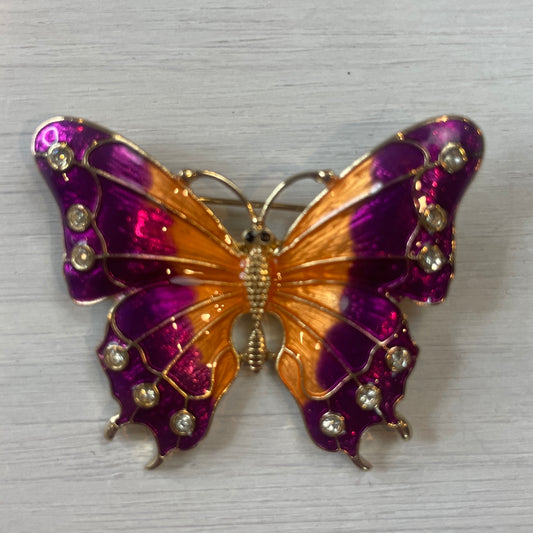 Fuchsia  butterfly brooch