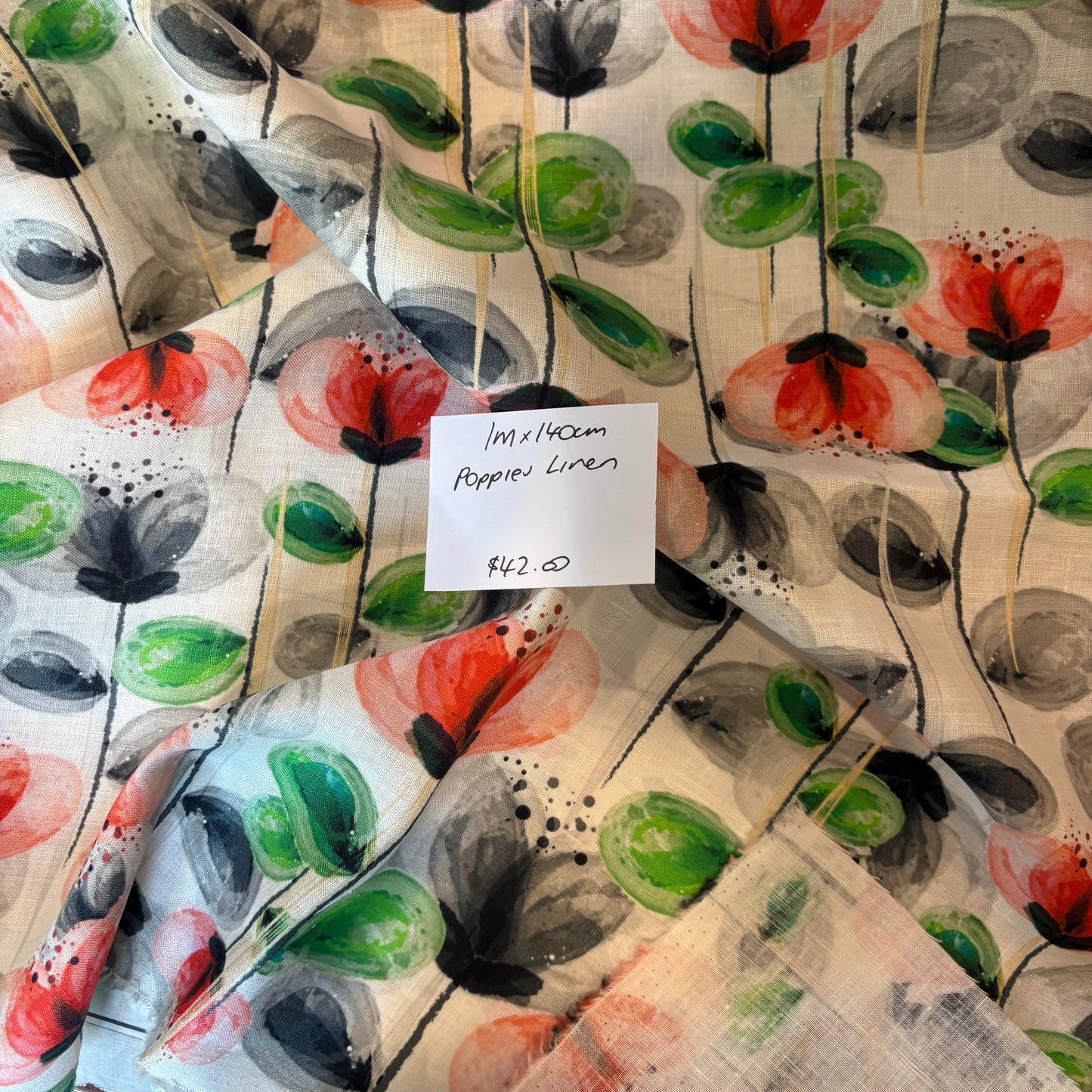 1m Poppies Linen