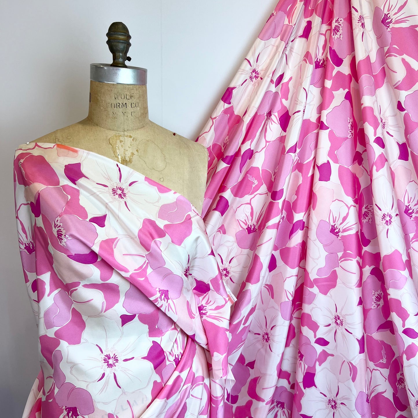 Bubblegum Poppies Silk Crepe de Chine