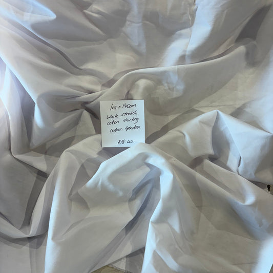1m White Stretch cotton shirting