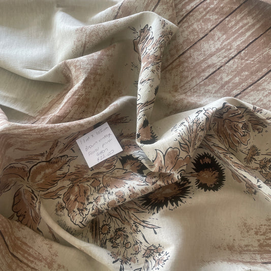 1.1m brown  vintage print cotton