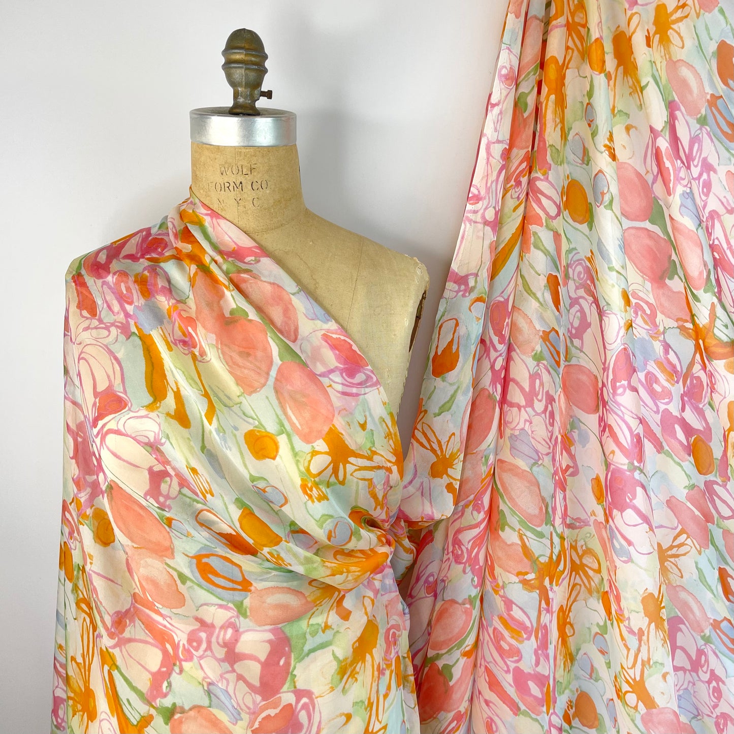 Apricot Daisies Silk Chiffon