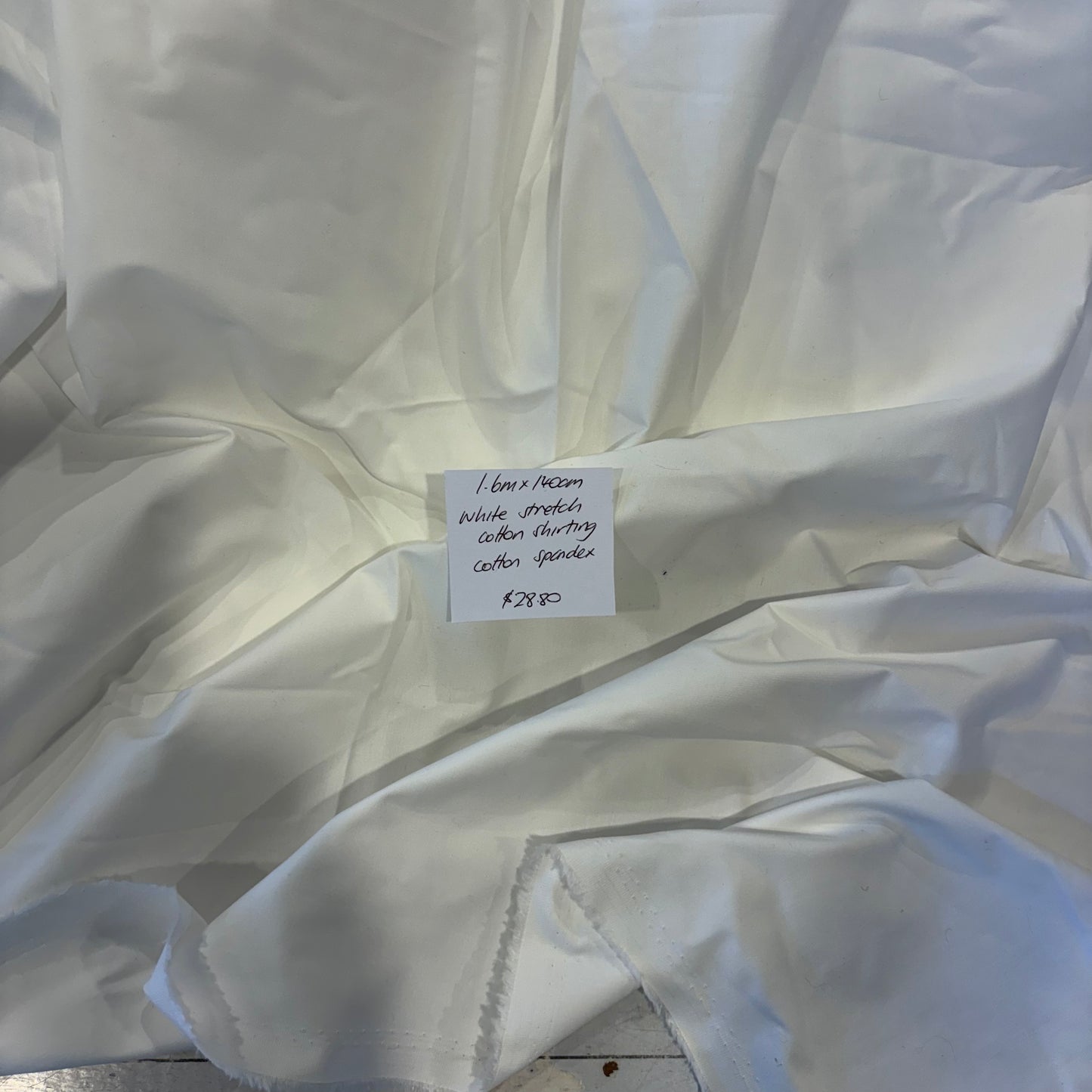 1.6m White Stretch Cotton Shirting