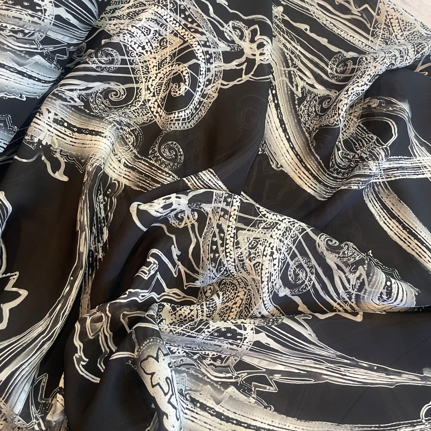 Cosmic paisley viscose double georgette