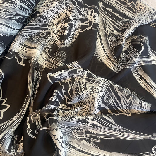 Cosmic paisley viscose double georgette