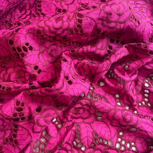 Fuchsia flowers Embroidered broderie