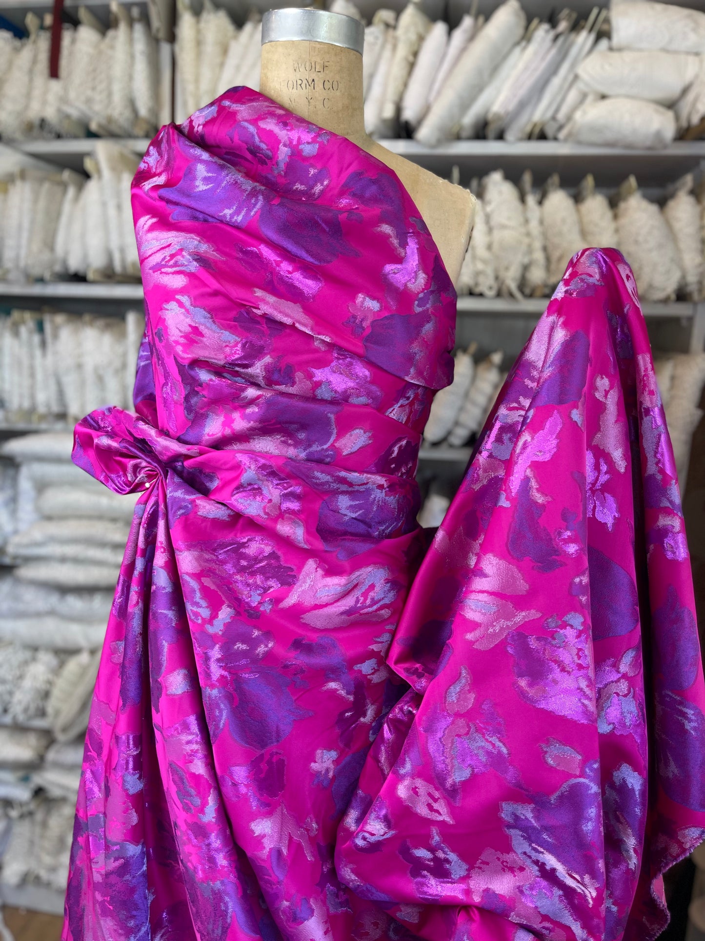 Fuchsia flower metallic Brocade