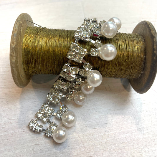 11cm Diamonte and pearl Trim Piece
