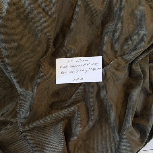 1.7m Khaki Ribbed Velvet Jersey