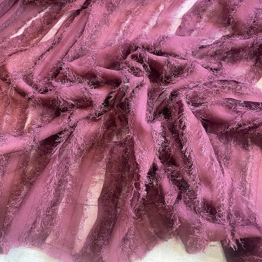 Halle textured stripe silk tulle Burgundy