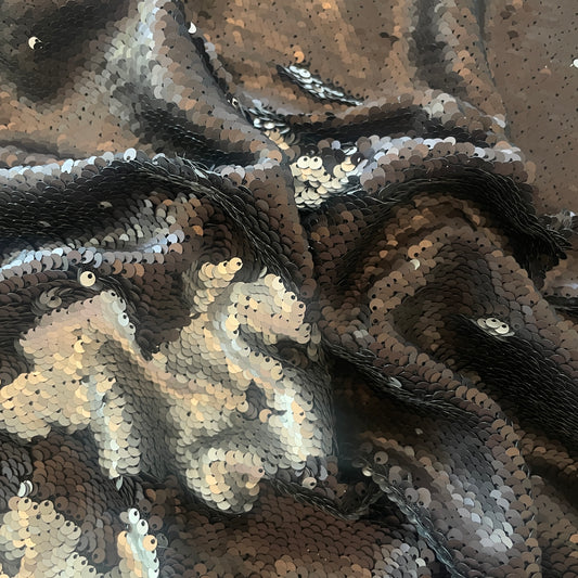 1m black silver reversible sequin mesh