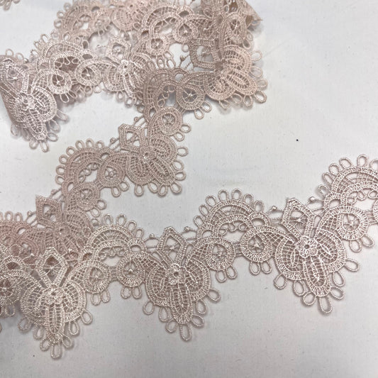 Venetian Romance Mocha Pink Edging Guipure Lace