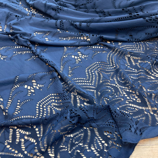 Navy Stretch Jacquard Lace