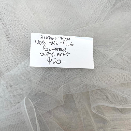 2mtrs Ivory Fine Tulle