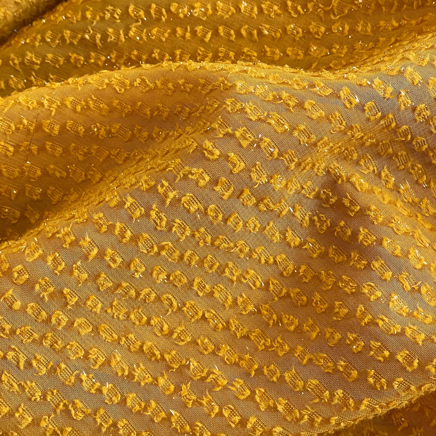 Mustard shimmer spot georgette