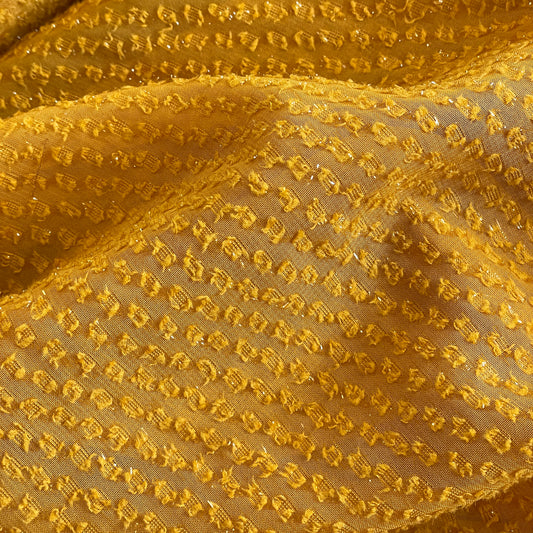 Mustard shimmer spot georgette