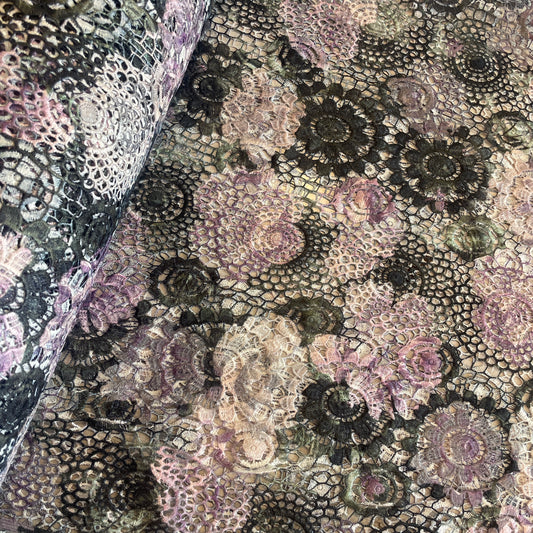 Mauve kaleidoscope soft drape guipure