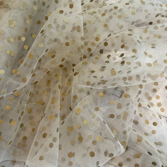 Gold metallic  Spotted Tulle