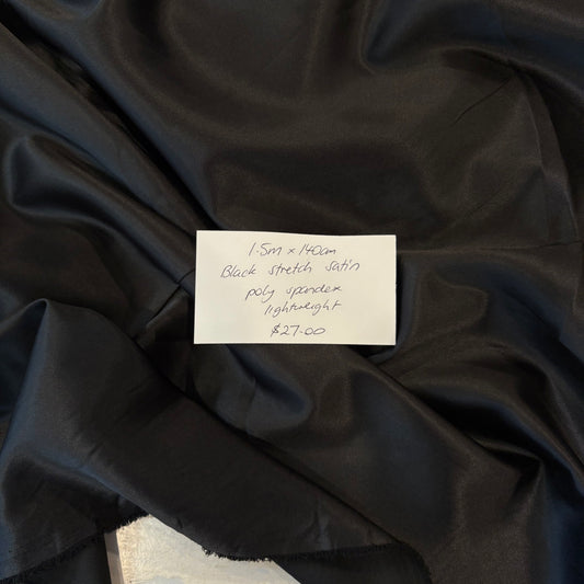1.5m Black Stretch Satin