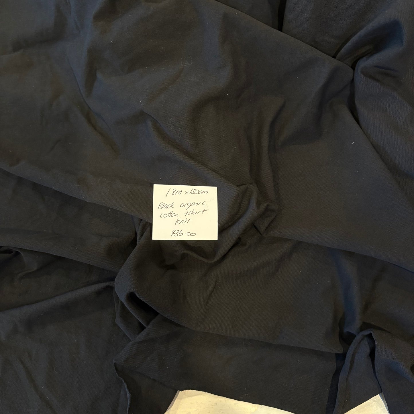 1.8m Black Organic Cotton Tshirt Knit
