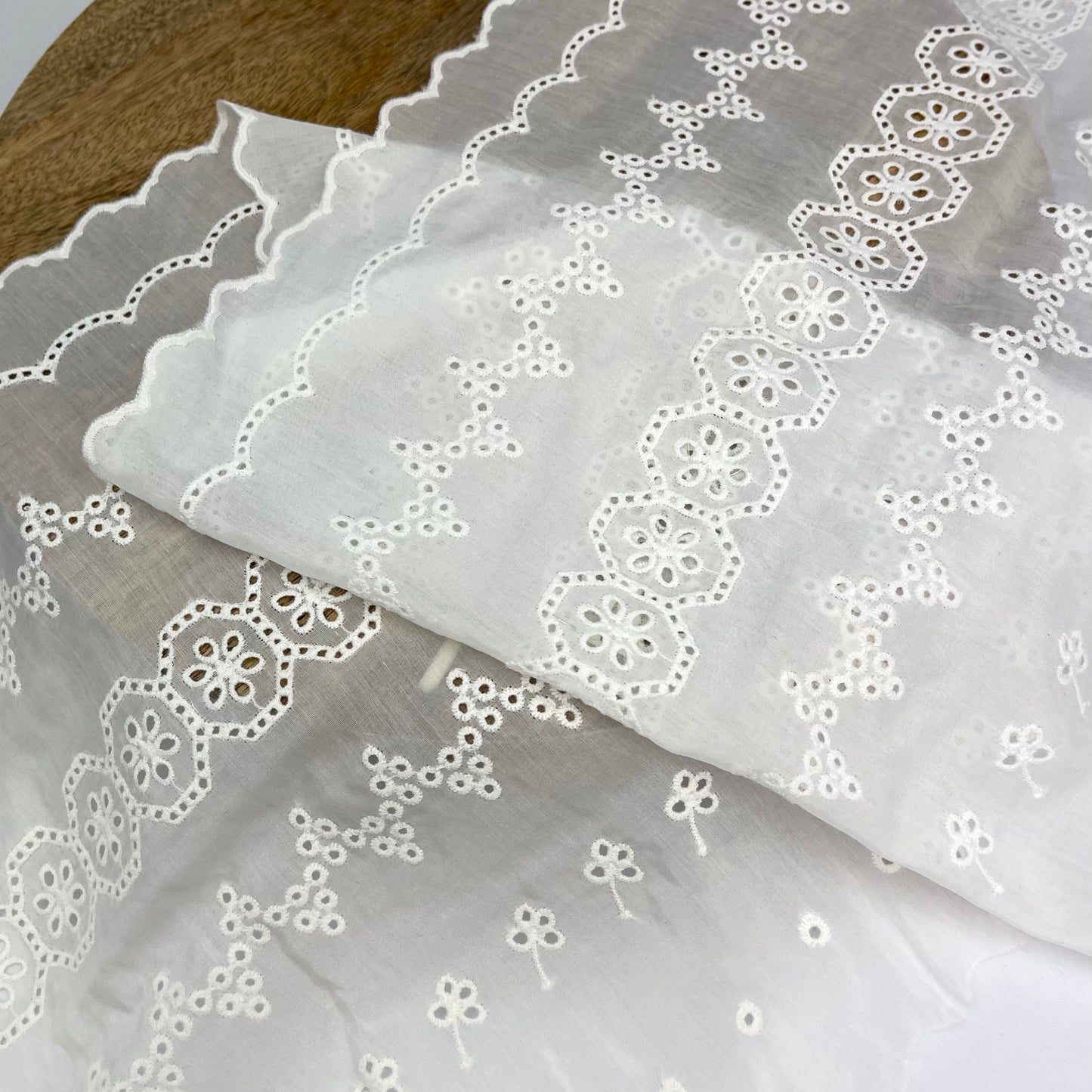 Gracie White 320mm Silk Cotton Broderie Trim