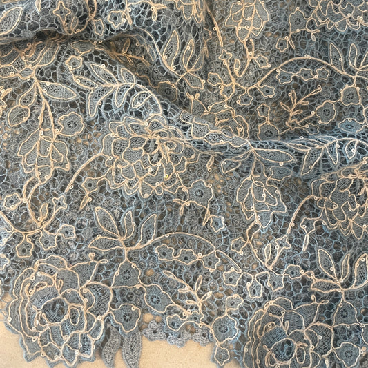 40cm wedgewood blue sequin lace