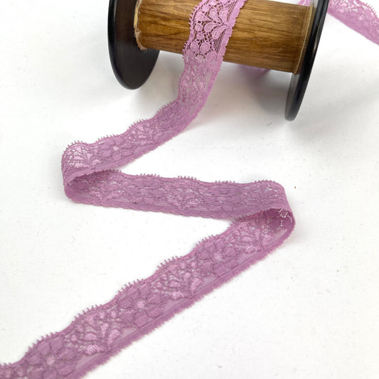 Deep Lilac 25mm Stretch Lace