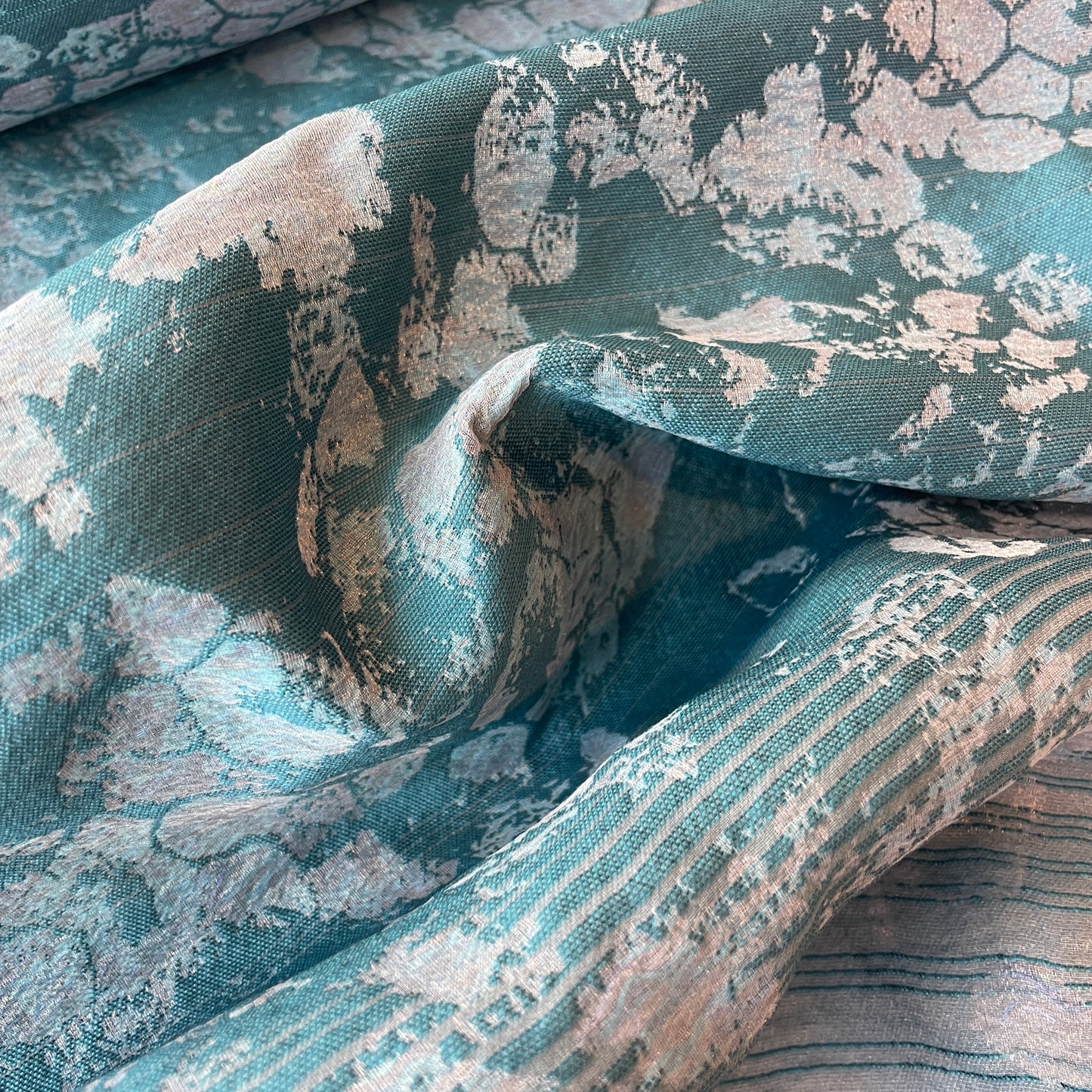 Teal pebbles Brocade panel